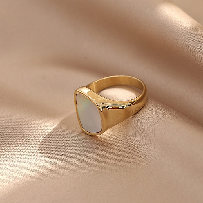 Retro Geometric Stainless Steel Plating Shell Rings