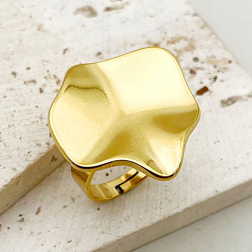 Anéis abertos banhados a ouro com revestimento irregular de aço inoxidável estilo clássico casual