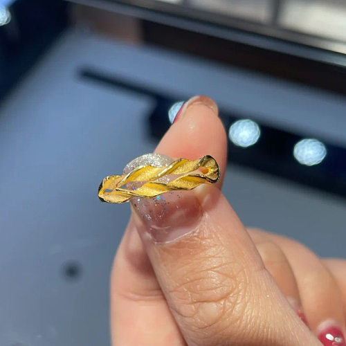 Simple Style Bow Knot Brass Plating Gold Plated Open Rings