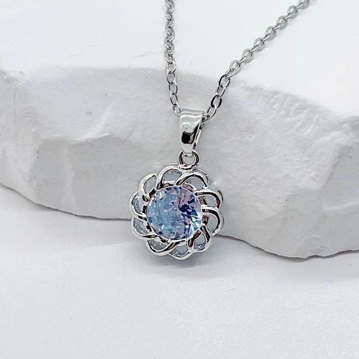 Simple Style Geometric Copper Plating Inlay Zircon 18K Gold Plated Pendant Necklace