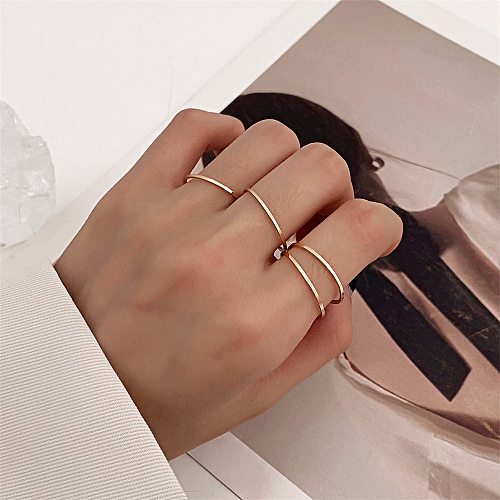 Simple Style Solid Color Copper Plating 14K Gold Plated Rings