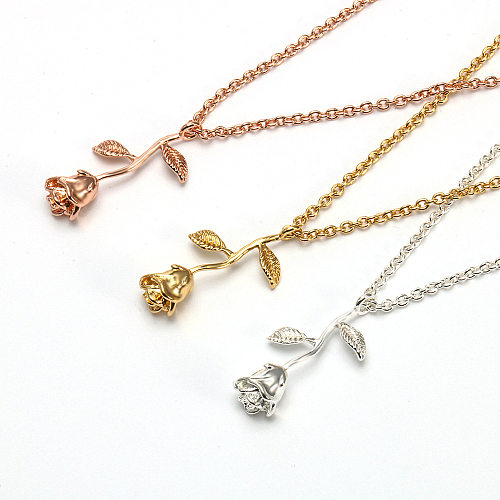 Sweet Simple Style Flower Copper Plating Pendant Necklace