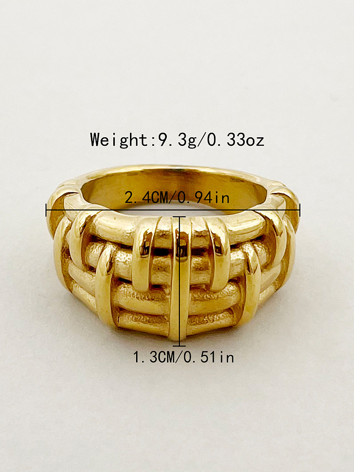 Vintage Style Artistic Commute Lines Stainless Steel Gold Plated Rings In Bulk