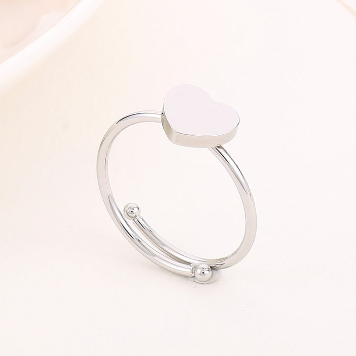 Simple Style Heart Shape Titanium Steel Plating Rings