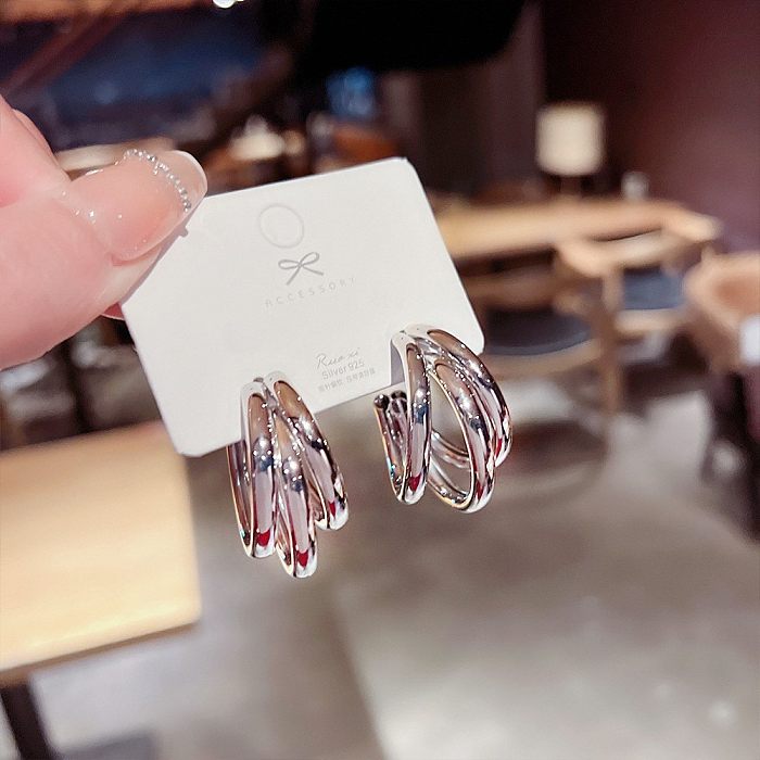 1 Pair Sweet Star Heart Shape Bow Knot Copper Inlay Artificial Pearls Rhinestones Earrings