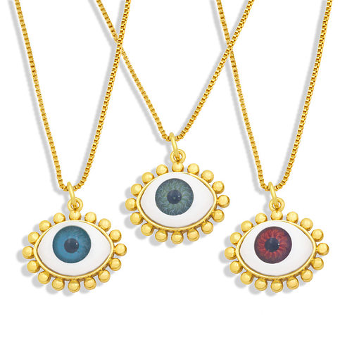 Vintage Fashion Demon Eyes Copper Necklace Wholesale jewelry