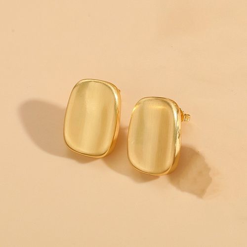 1 Pair Lady Classic Style Geometric Heart Shape Plating Inlay Copper Zircon 14K Gold Plated Ear Studs