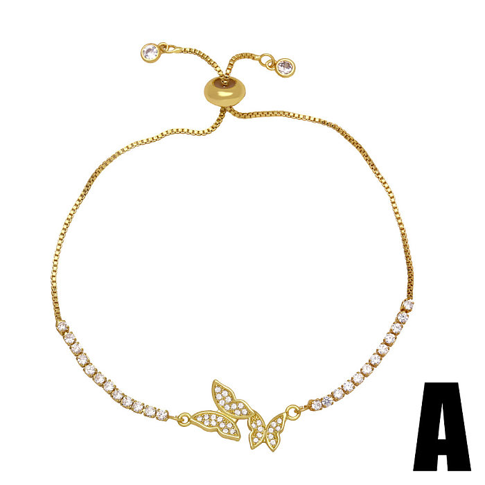 Simple Zircon-studded Butterfly Copper Bracelet Wholesale