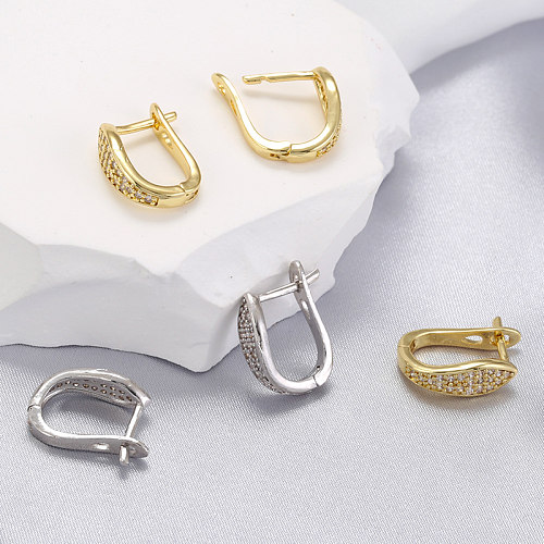 1 Pair Simple Style U Shape Brass Plating Inlay Zircon Earrings