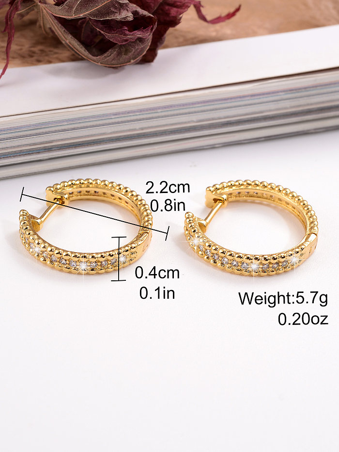 1 Pair IG Style Simple Style Circle Plating Inlay Copper Zircon 18K Gold Plated Earrings