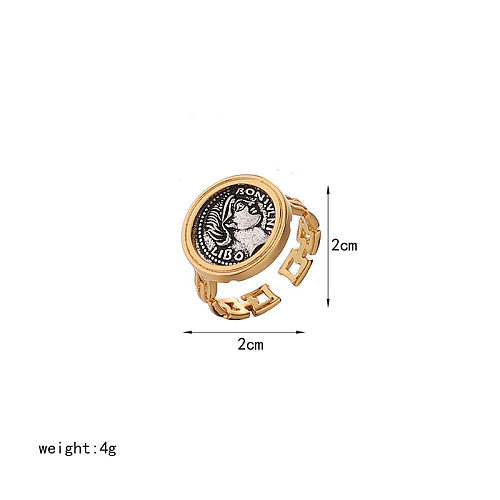 Rétro placage de cuivre classique de portrait de trajet découpant des anneaux ouverts plaqués par or 18K