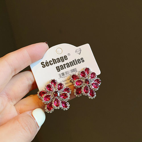 1 Paar Retro-Ohrstecker mit Blumen-Inlay aus Kupferkristall
