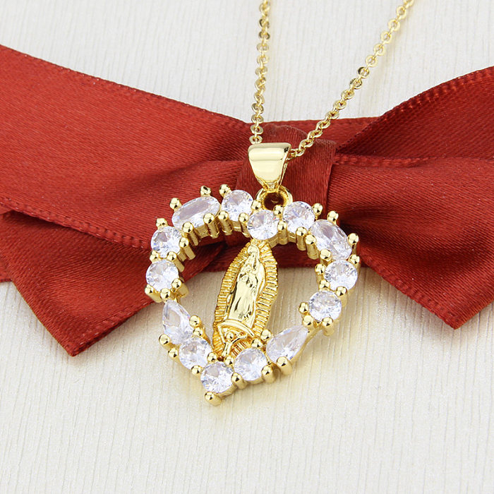 Herzförmige Madonna-Halskette mit Diamanten
