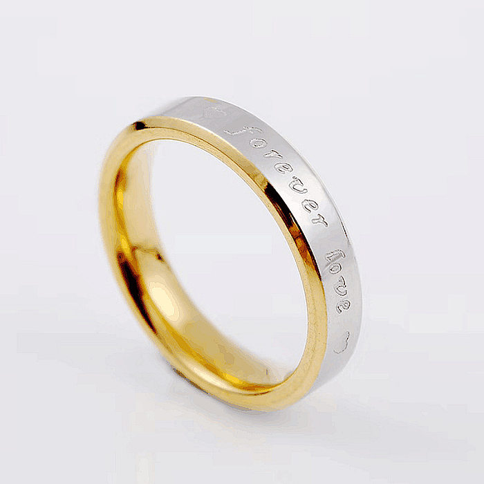 Wholesale Korean Lettering Titanium Steel 18K Gold Couple Ring jewelry