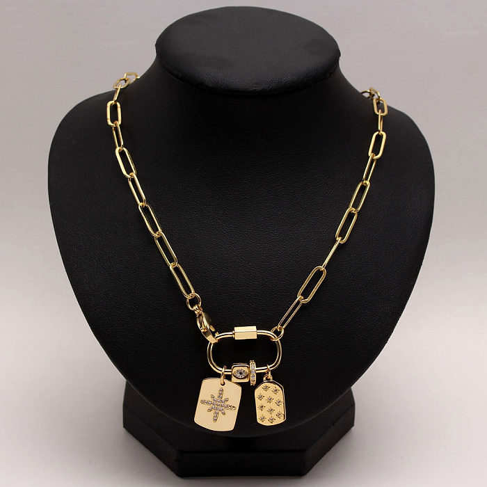 Hip-Hop-Stern-Herzform-Kupfer-vergoldete Zirkon-Halskette in großen Mengen