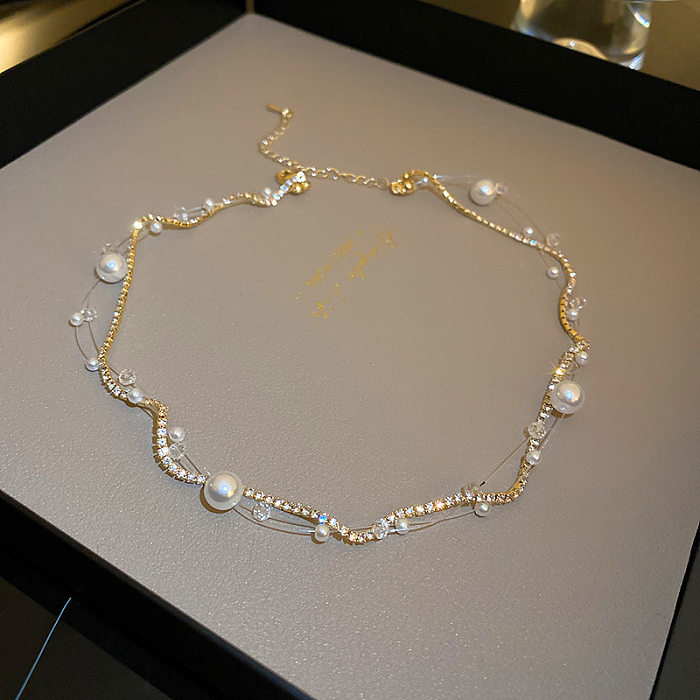 Modern Style Irregular Artificial Pearl Copper Plating Bracelets Necklace