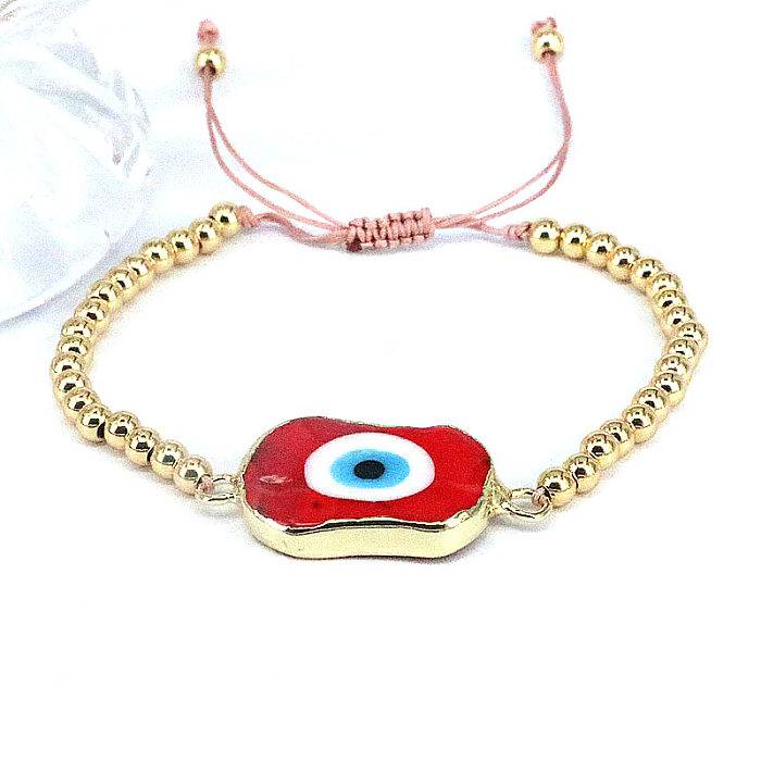 Bracelets tricotés en perles de cuivre, corde de verre œil du diable irrégulier de Style ethnique, 1 pièce