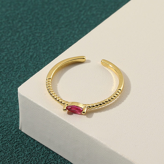 Anéis de zircão com incrustação de cobre oval de estilo simples
