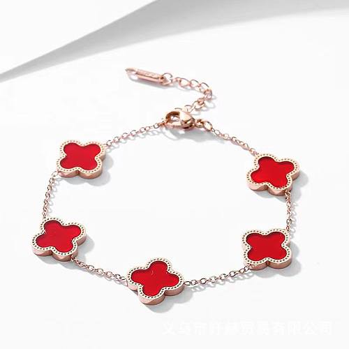 Simple Style Flower Titanium Steel Plating Inlay Zircon 18K Gold Plated Bracelets Necklace