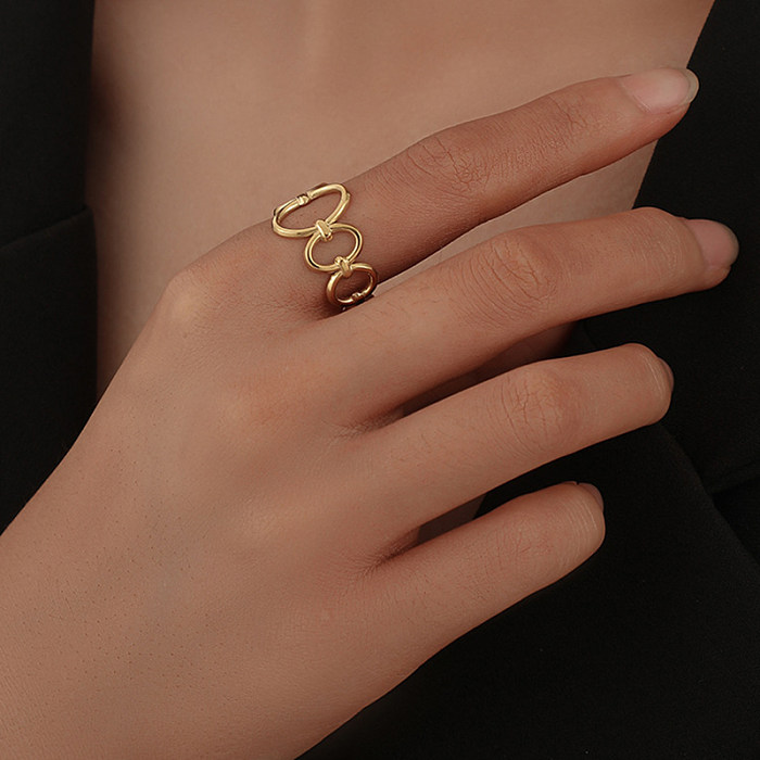 Simple Style Oval Titanium Steel Open Ring Copper Rings