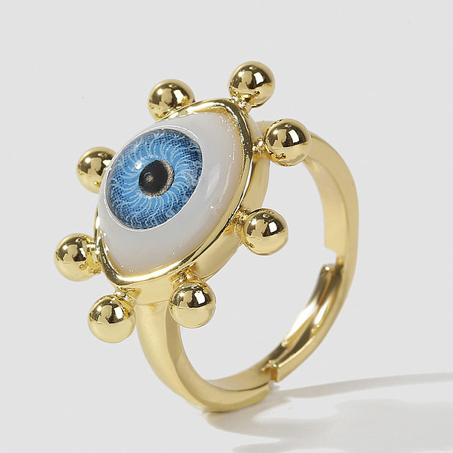 Anillo abierto de ojo del diablo europeo y americano, anillos de cobre creativos para mujer, venta al por mayor