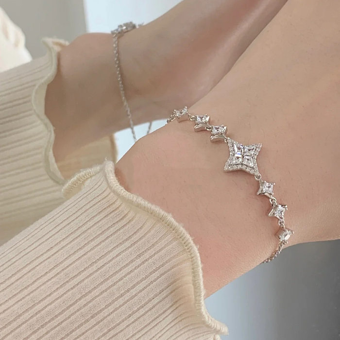 Sweet Star Copper Plating Inlay Artificial Gemstones Bracelets