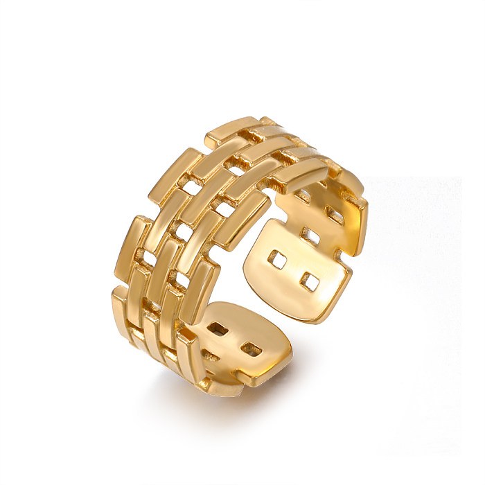 Vintage Style Geometric Stainless Steel Plating 18K Gold Plated Open Rings