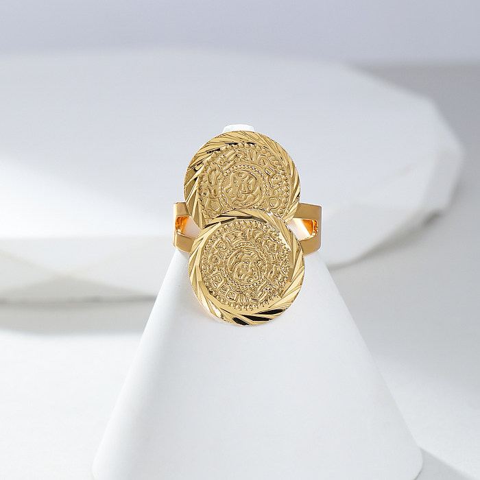O cobre básico da moeda do estilo simples do punk chapeia anéis abertos banhados a ouro 18K