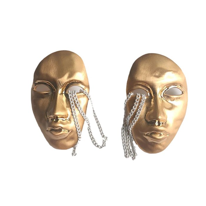 1 Pair Vintage Style Human Face Plating Copper Ear Studs