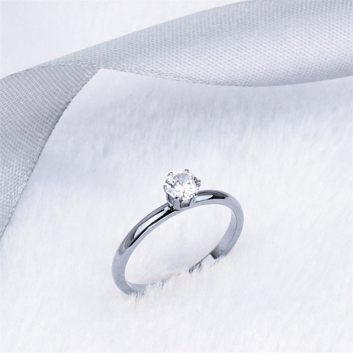 Wholesale Casual Solid Color Stainless Steel Titanium Steel Plating Inlay Rose Gold Plated Zircon Rings