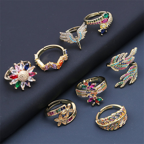 1 Piece Fashion Butterfly Copper Inlay Zircon Open Ring