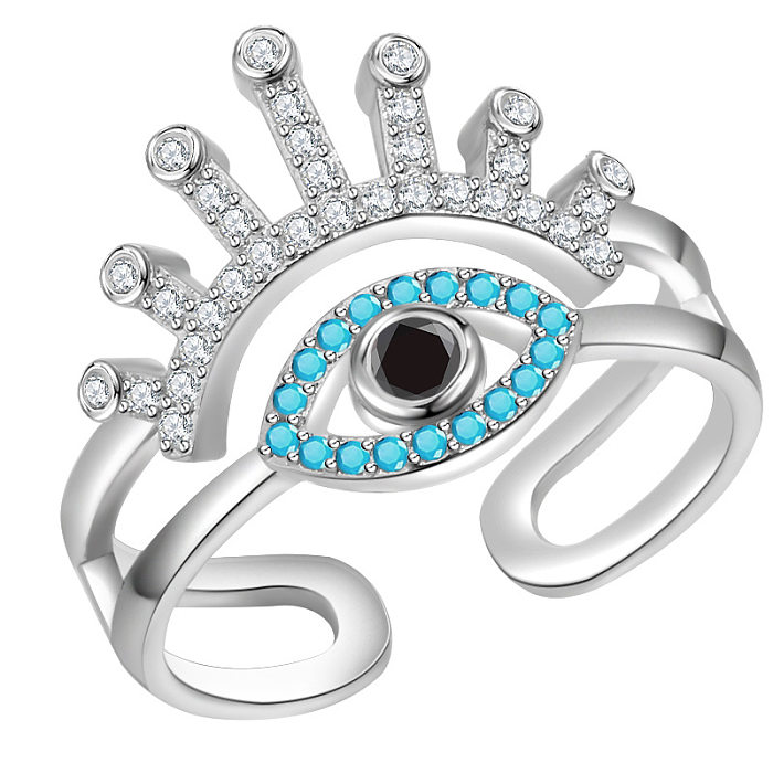 1 Piece Lady Devil'S Eye Copper Plating Artificial Gemstones Open Ring