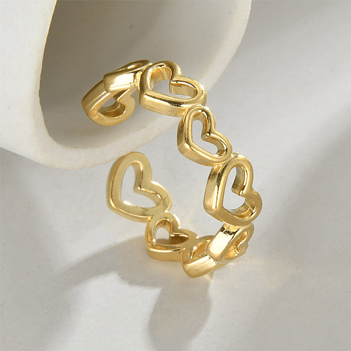 Elegant Simple Style Heart Shape Stainless Steel Plating 14K Gold Plated Open Rings