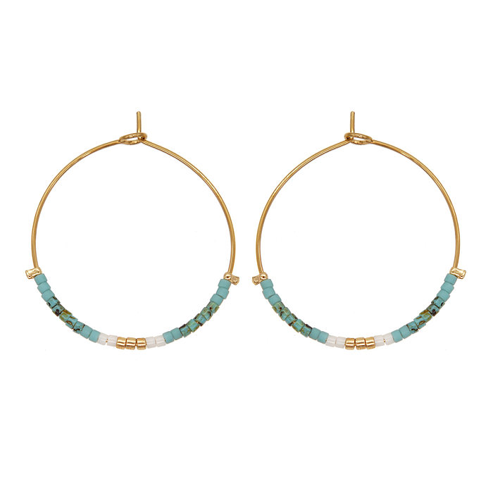 1 Pair Simple Style Round Seed Bead Copper Beaded Earrings