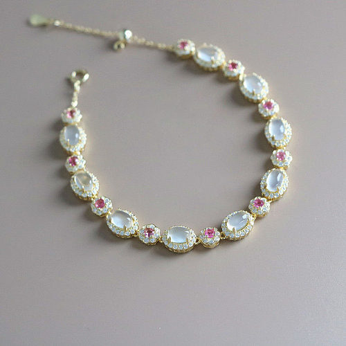 Simple Style Heart Shape Copper Inlay Opal Bracelets
