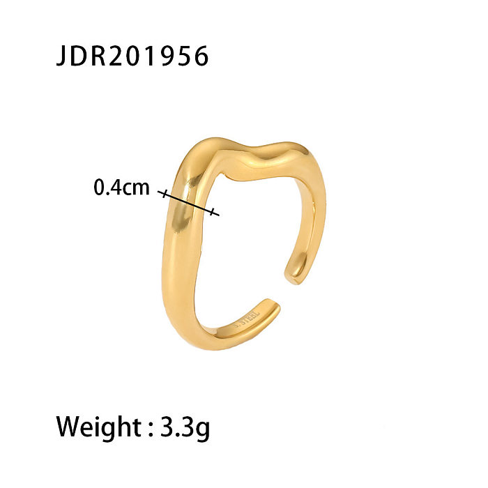 Simple Style Irregular Stainless Steel Open Ring Gold Plated Stainless Steel Rings