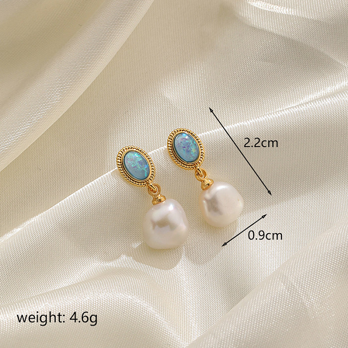 1 Pair Retro Baroque Style Commute Solid Color Plating Copper 18K Gold Plated Drop Earrings