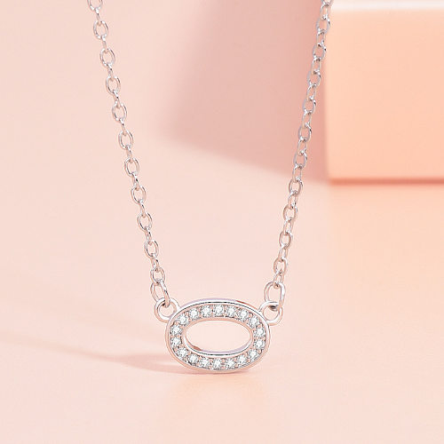 Simple Style Oval Copper Plating Hollow Out Inlay Rhinestones Necklace