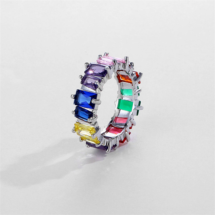 Casual Streetwear Rectangle Copper Plating Inlay Zircon Rings