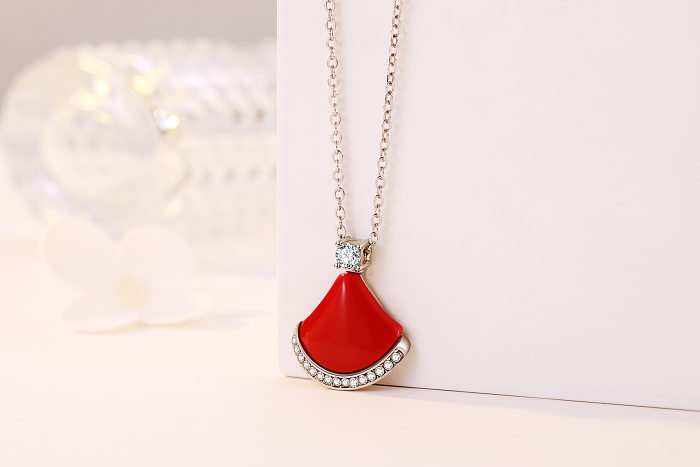 Moda coração forma cobre incrustação diamante artificial pingente colar 1 peça