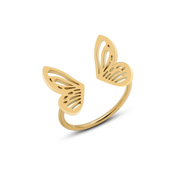 Wholesale Jewelry Hollow Butterfly Open Titanium Steel Ring jewelry