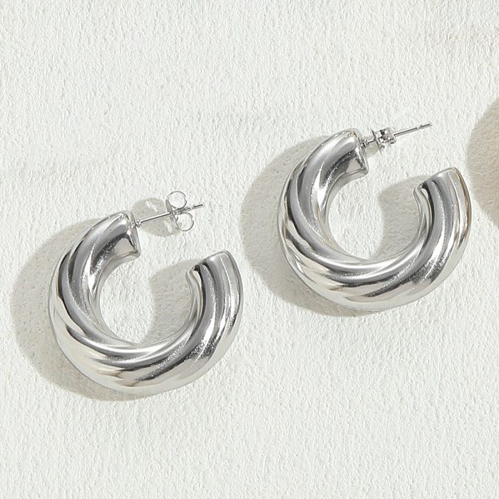 1 Pair Simple Style Classic Style C Shape Solid Color Twist Plating Copper 14K Gold Plated Earrings