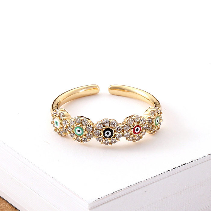 New Women's Jewelry Copper Inlaid Zircon Evil Eye Tail Ring