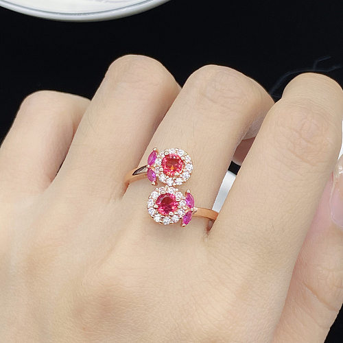 Mode-Blumen-Kupfer-Ringe legen künstliche Edelstein-Kupfer-Ringe ein