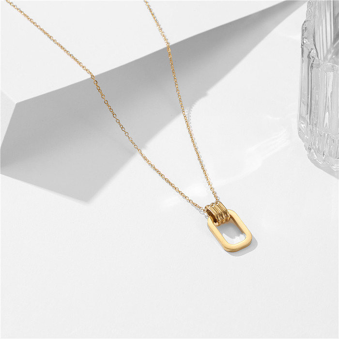 Simple Style Solid Color Copper Plating Gold Plated Pendant Necklace