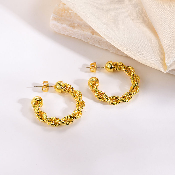 1 Pair Simple Style Solid Color Copper Gold Plated Earrings