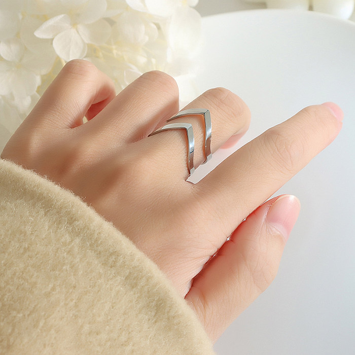 Wholesale 1 Piece Simple Style Solid Color Titanium Steel 18K Gold Plated Open Ring