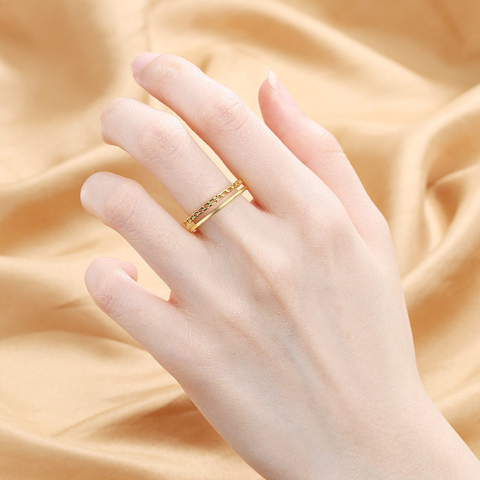 Simple Style Geometric Copper Polishing Chain Open Ring