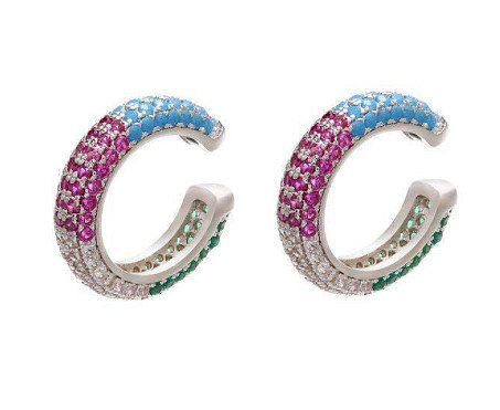 Estilo coreano Nuevos cristales coloridos Clip de oreja Personalidad creativa femenina Costuras en forma de C Pendientes de clip de oreja simples sin perforación al por mayor