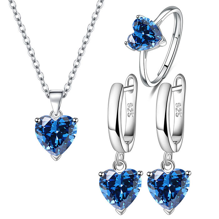1 Stück 1 Paar einfacher Stil Herzform Kupfer Inlay Zirkon Ringe Ohrringe Halskette